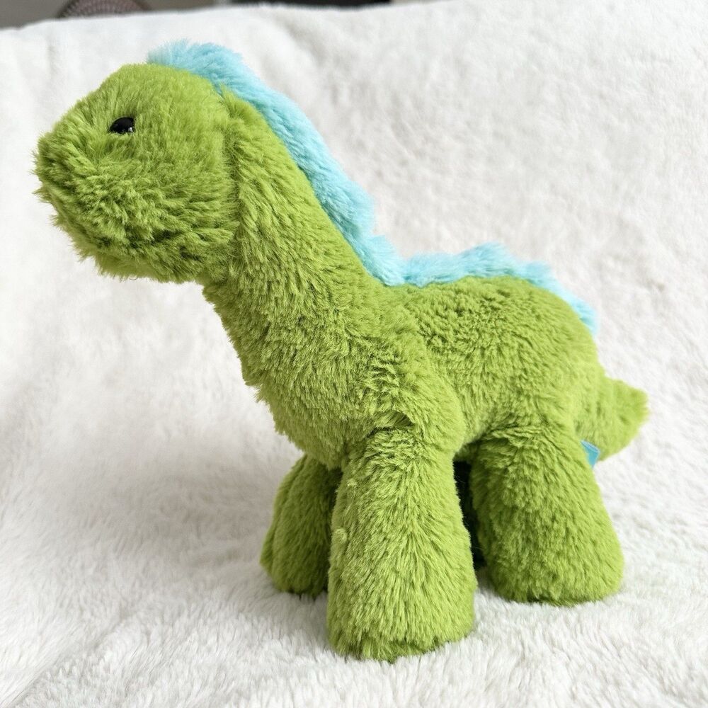 Manhattan Toy Co Brontosaurus Dinosaur Plush Stuffed Animal 8" Dino Green Blue